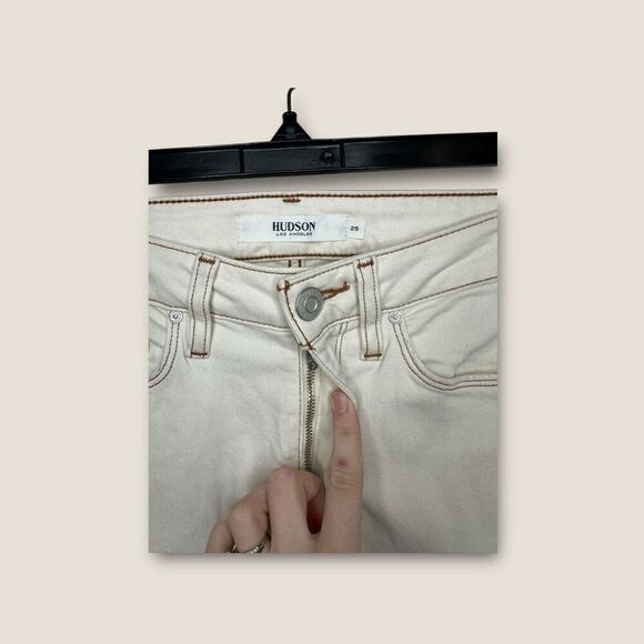 Hudson Holly High Rise Flare Jeans Soft Ecru Size 25 - Picture 8 of 10